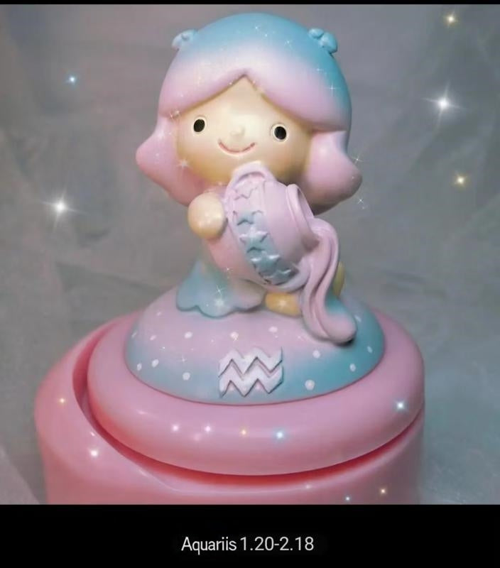 Stellar Harmony: 12 Zodiac Signs Musical Jewelry Box with Rotating Figurines