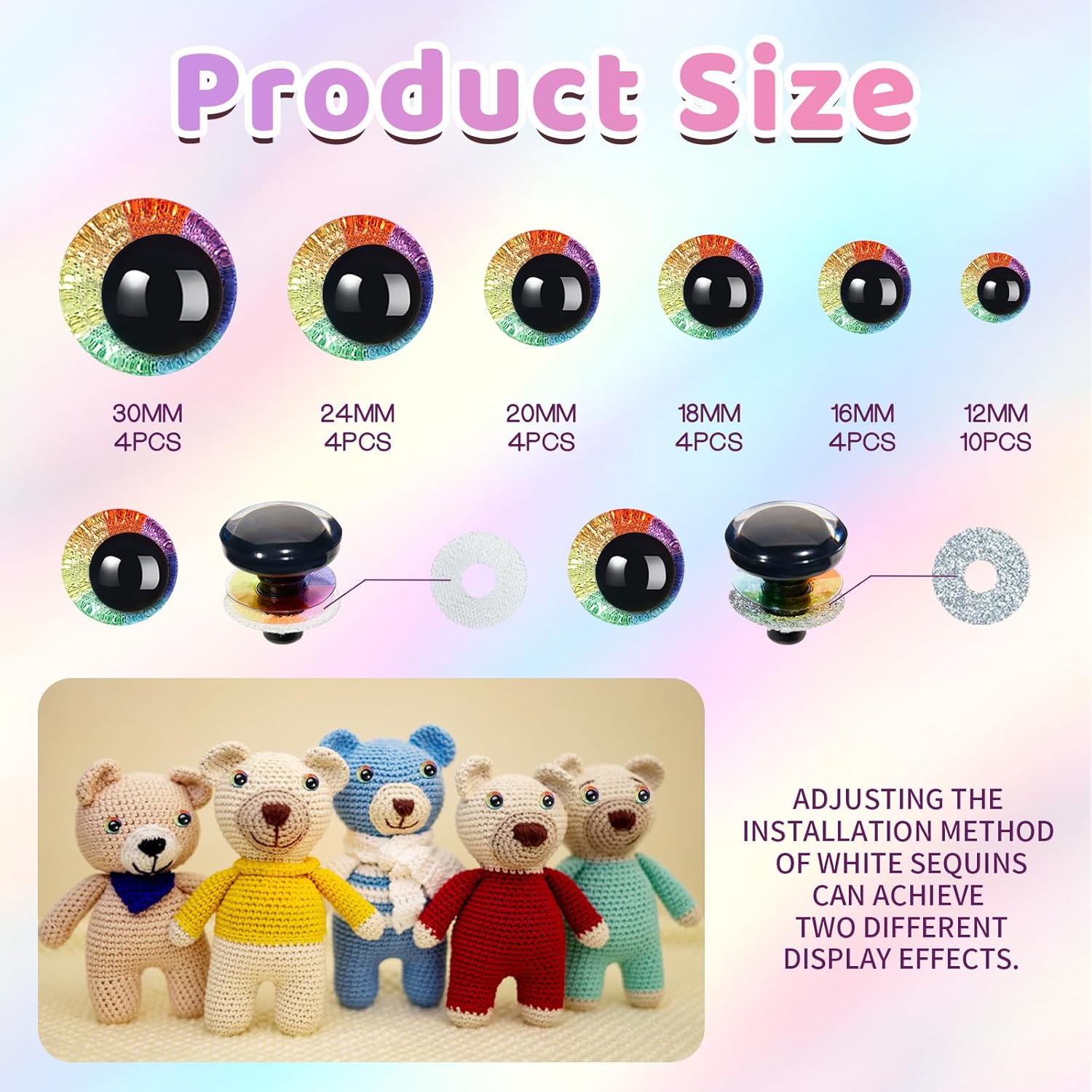 3D Safety Eyes for Crochet & DIY Toys – Eco-Friendly, Bright, High-Quality | EN71/REACH/RoHS Certified | Custom Sizes & Designs