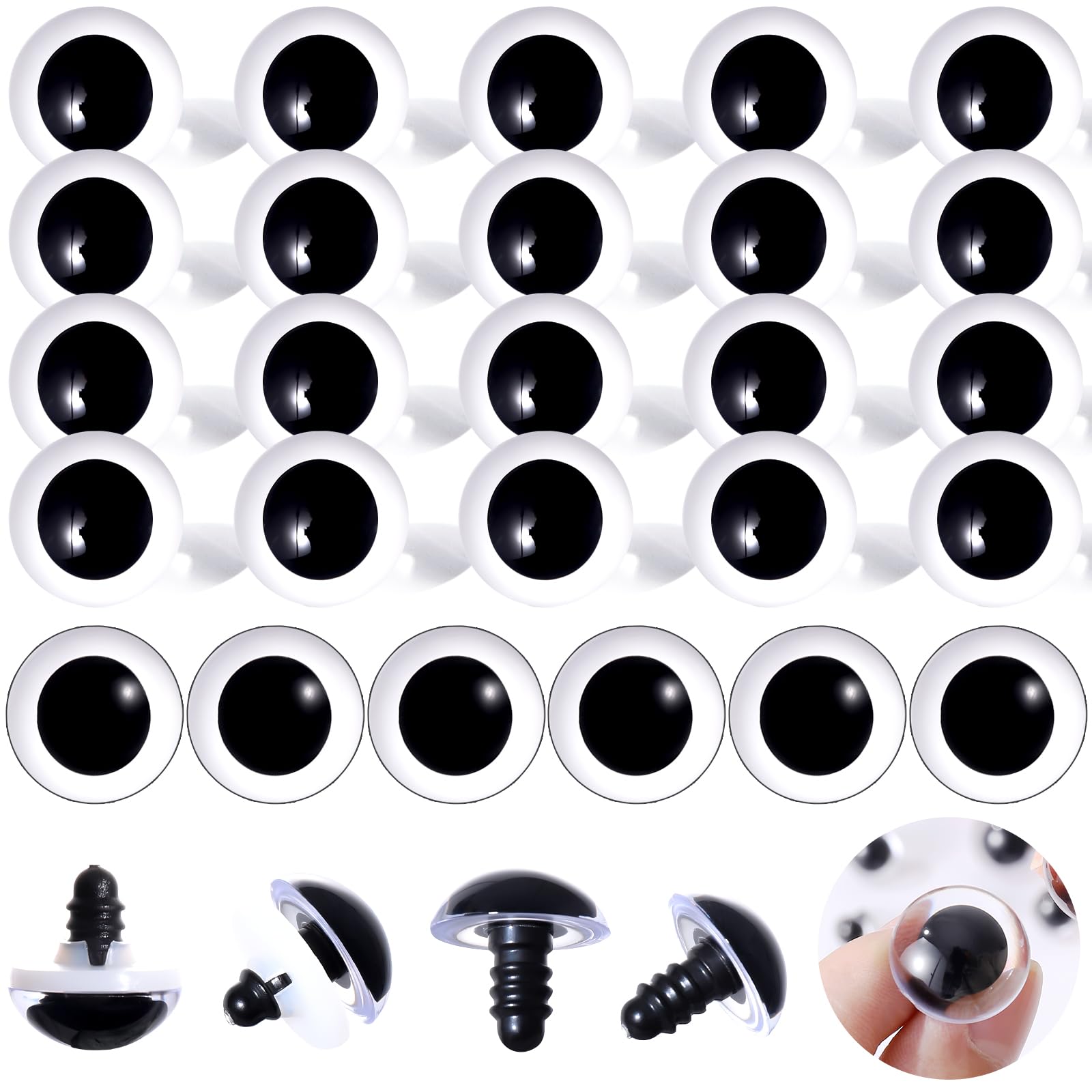 Clear 2CY Safety Eyes Crystal Eyes – High Transparency Doll Eyes for Toys | Eco-Friendly 5-50mm