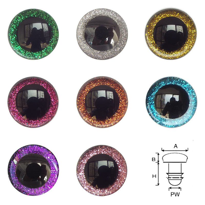 Eco-Friendly 3D Sparkle Eyes - Custom Colors (9-35mm) Glitter Safety Eyes Amigurumi
