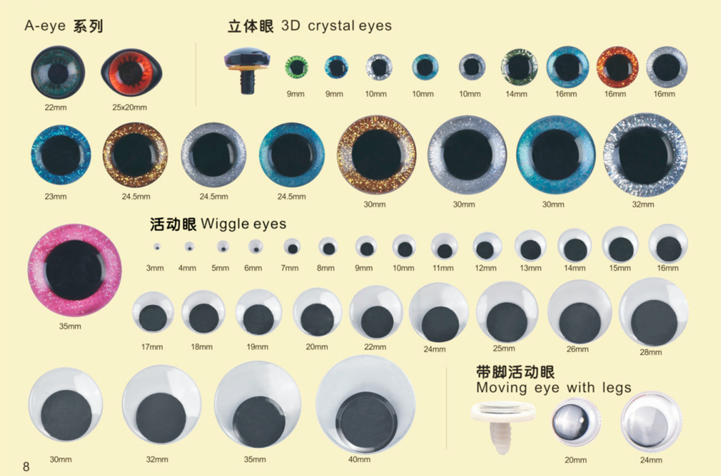 Googly Eyes Wiggle Eyes Moving Eyes - Customizable Colors (3-76mm)