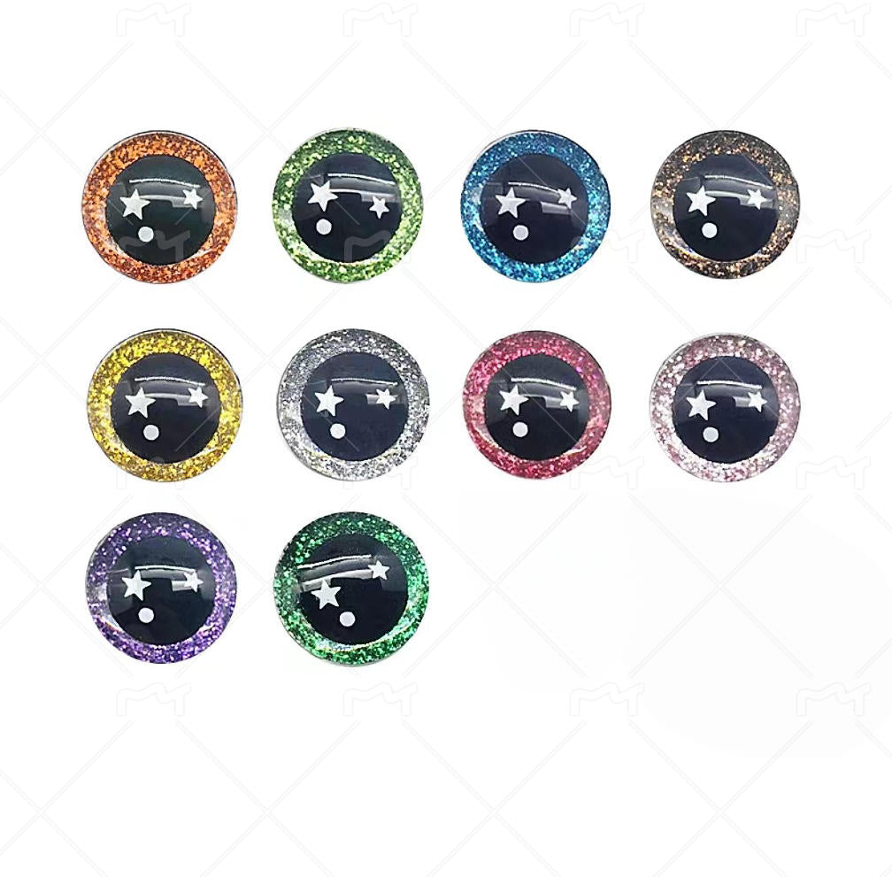 Eco-Friendly 3D Sparkle Eyes - Custom Colors (9-35mm) Glitter Safety Eyes Amigurumi