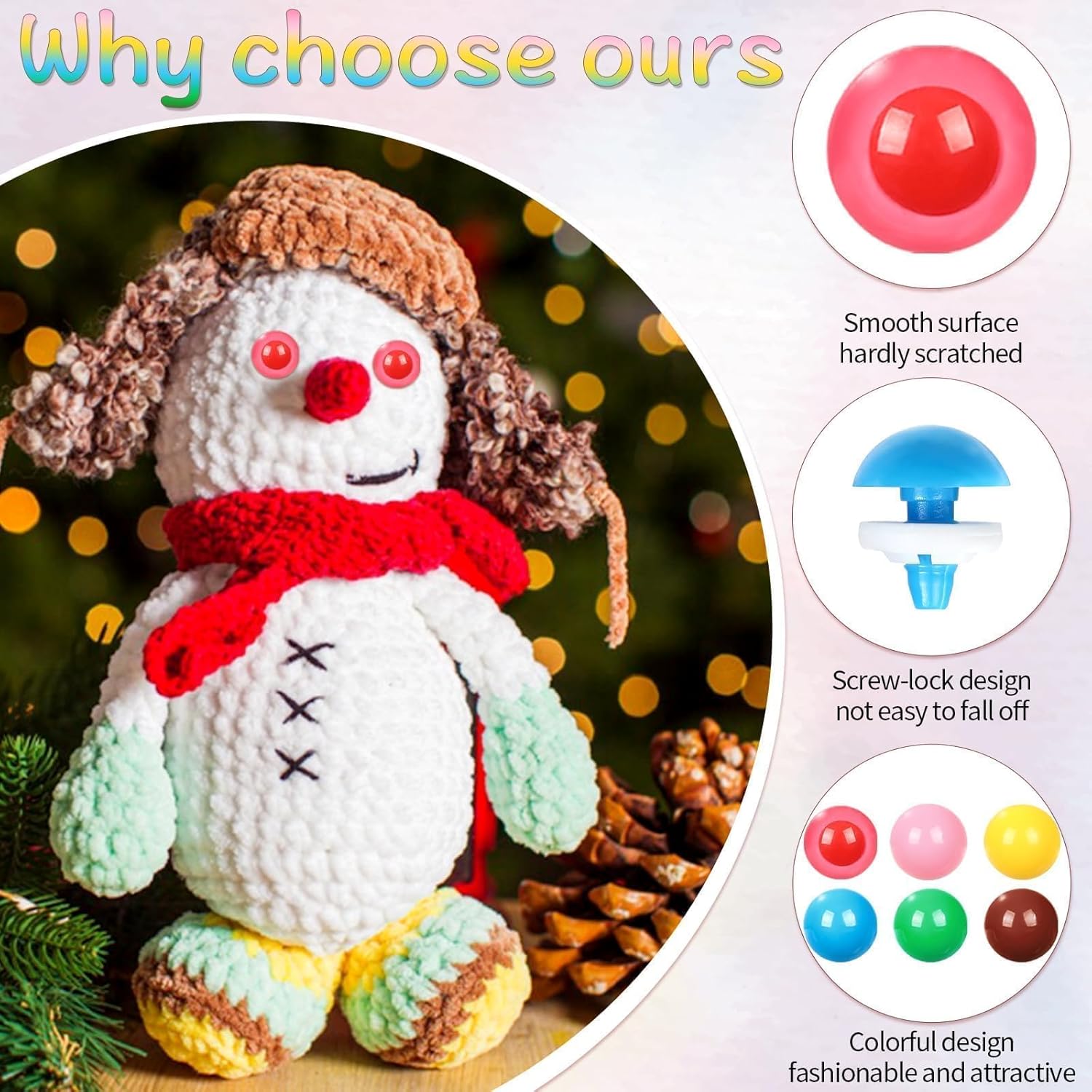 COLORFUL BEAN SAFETY EYES – Eco-Friendly, Burr-Free, Custom Molded Safety Eyes (EN71/REACH/RoHS Certified)