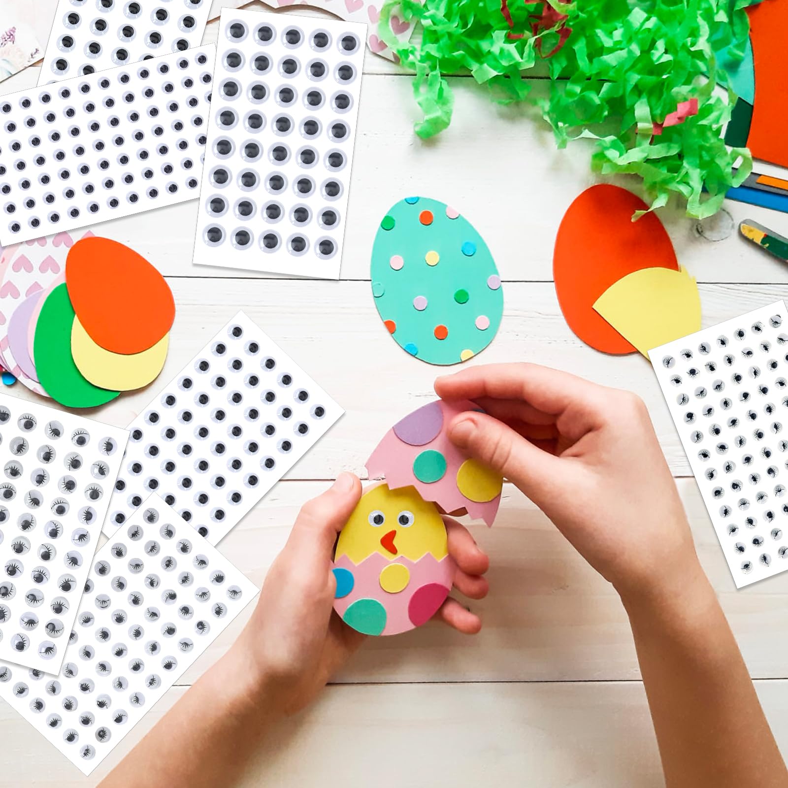 Googly Eyes Sticker Sheets - Self Adhesive Wiggle Eye Stickers for Crafts