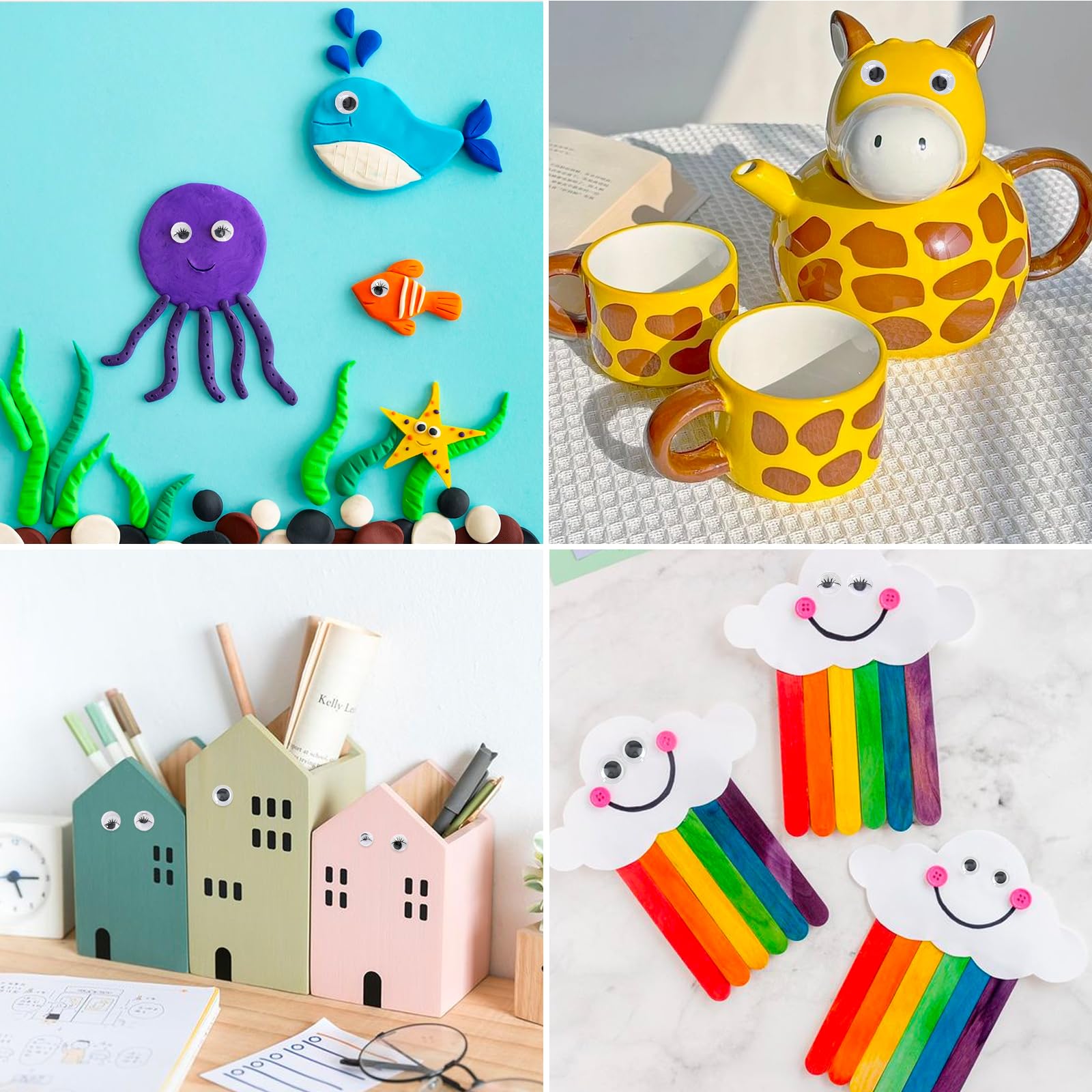 Googly Eyes Sticker Sheets - Self Adhesive Wiggle Eye Stickers for Crafts