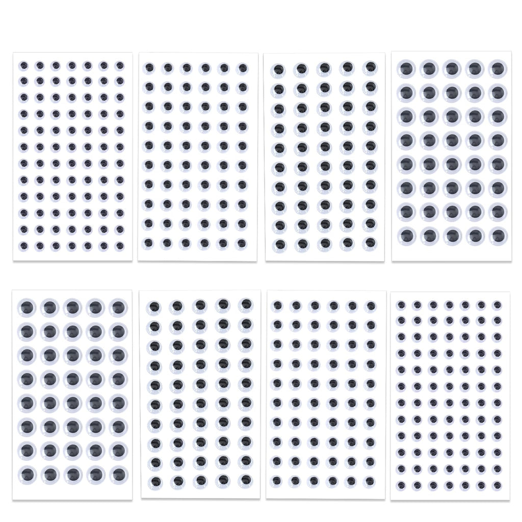 Googly Eyes Sticker Sheets - Self Adhesive Wiggle Eye Stickers for Crafts