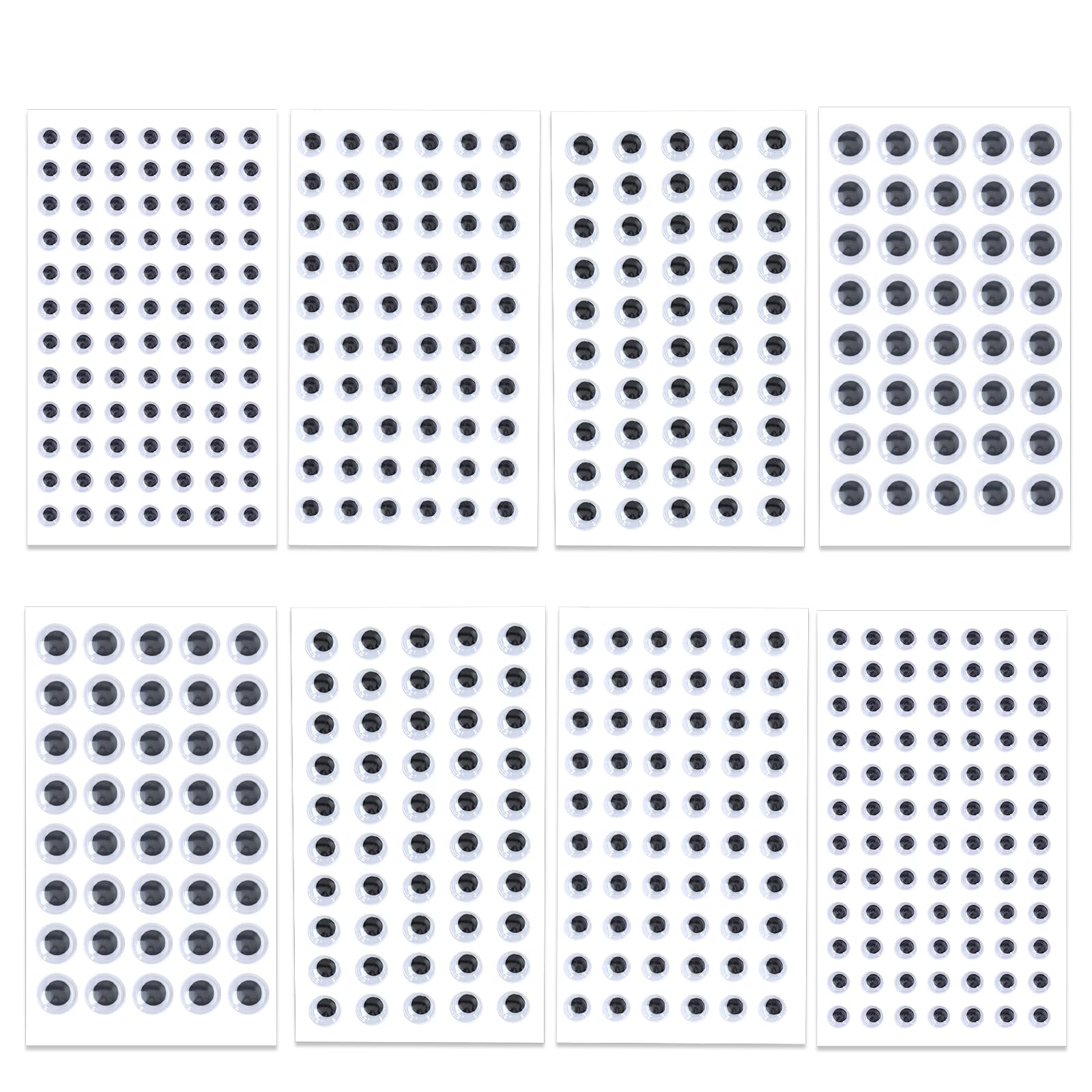 Googly Eyes Sticker Sheets - Self Adhesive Wiggle Eye Stickers for Crafts