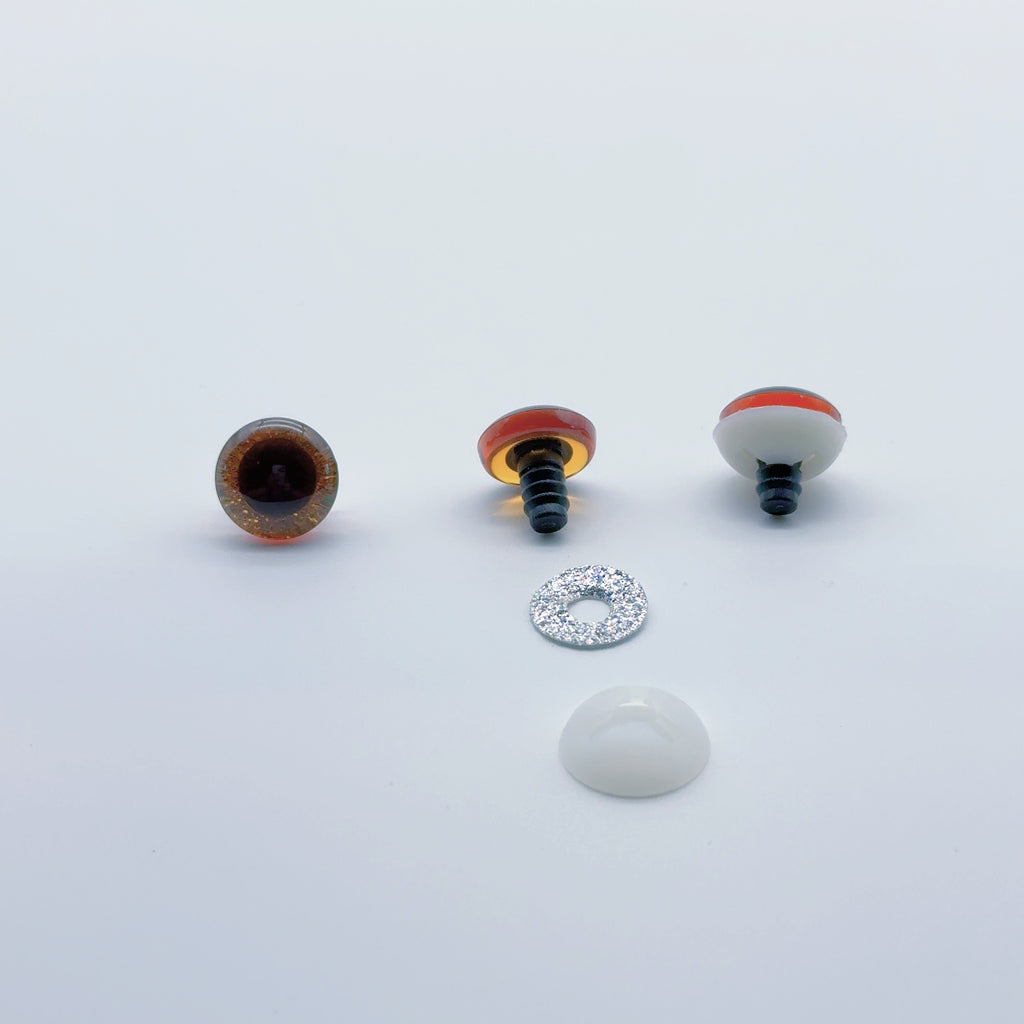 Eco-Friendly 3D Sparkle Eyes - Custom Colors (9-35mm) Glitter Safety Eyes Amigurumi