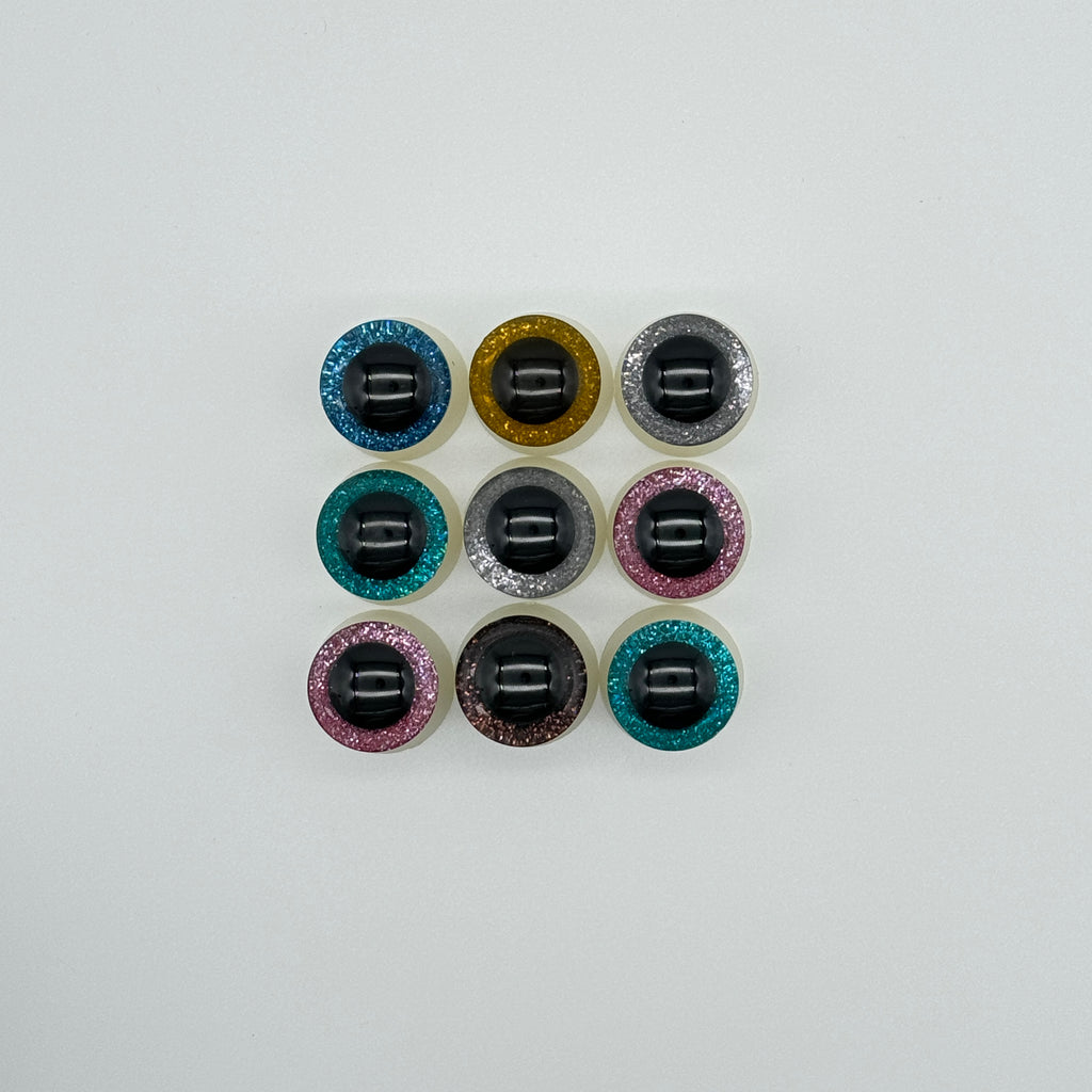 Eco-Friendly 3D Sparkle Eyes - Custom Colors (9-35mm) Glitter Safety Eyes Amigurumi