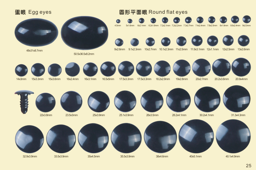 ROUND FLAT EYES for Toys – Eco-Friendly, Smooth, High-Quality | Custom Sizes & Colors
