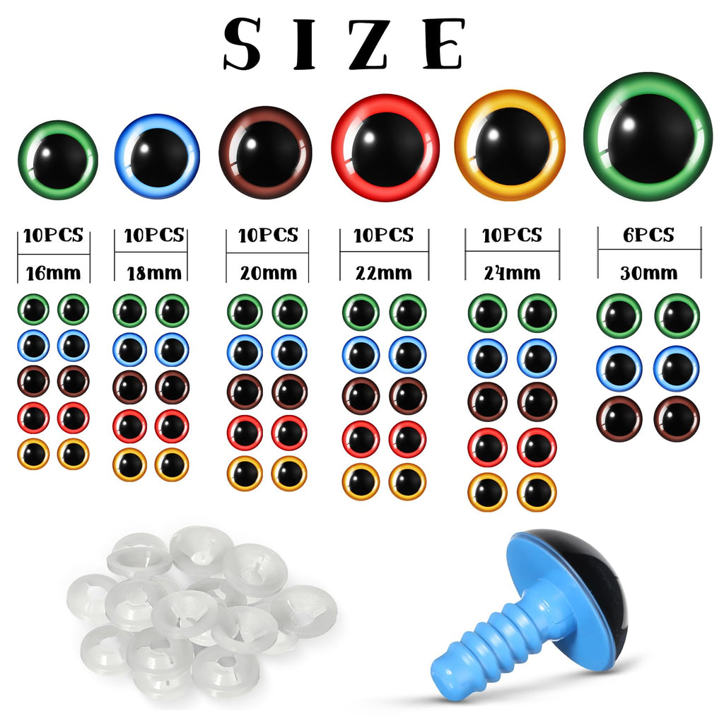 3D Safety Eyes for Crochet & DIY Toys – Eco-Friendly, Bright, High-Quality | EN71/REACH/RoHS Certified | Custom Sizes & Designs