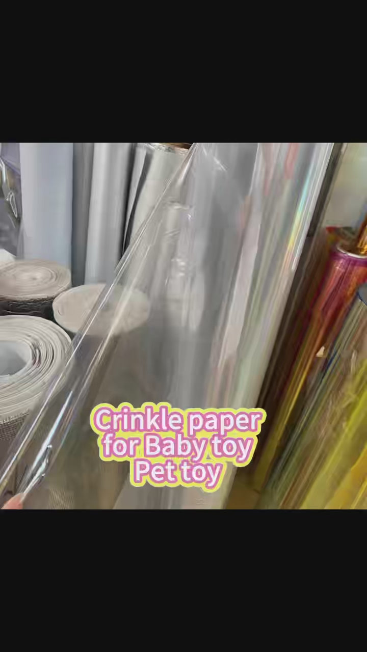 CRINKLE PAPER Rattle Cellophane for Baby Toy & Pet Toys – Eco-Friendly, No Burrs, Custom Sizes & Designs