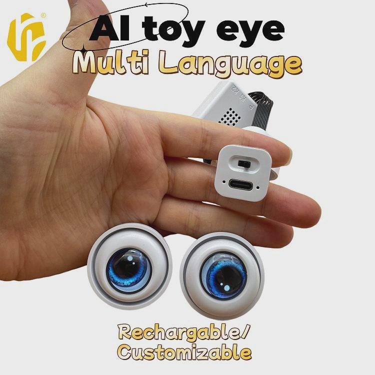 Mutli Language Customizable Talk Rechargable Moving AI Toy Eye for Plush Stuffed Toy Type-C Recharge On-Off Switch